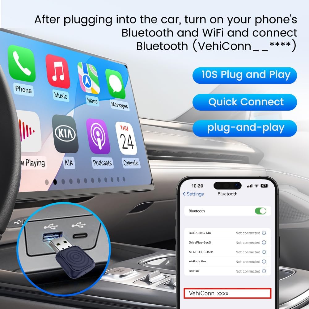 Carlinkit Mini Ultra - Wireless Adapter - Converts wired CarPlay/Android Auto to Wireless
