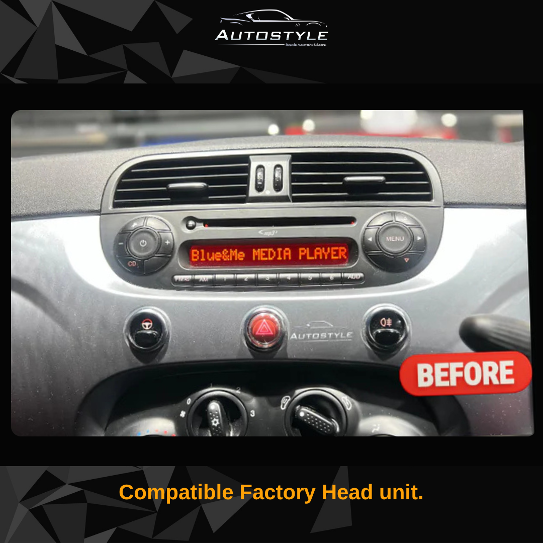 Fiat 500 Apple Carplay / Android Auto 9" Stereo Upgrade 2010-15
