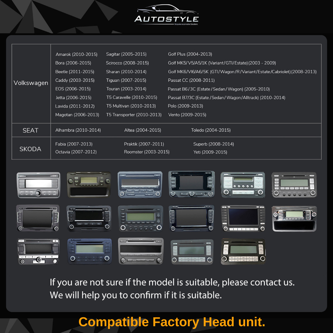 VW / Skoda / Seat UNIVERSAL Apple Carplay / Android Auto 7" Stereo Upgrade