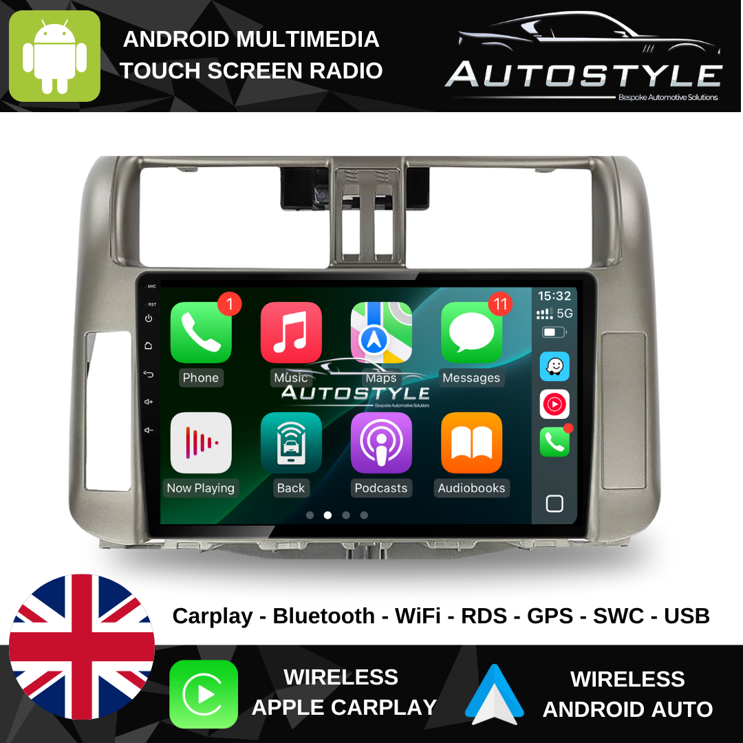 Toyota Land Cruiser Prado 150 Apple Carplay / Android Auto 9" Stereo Upgrade 2009-2013