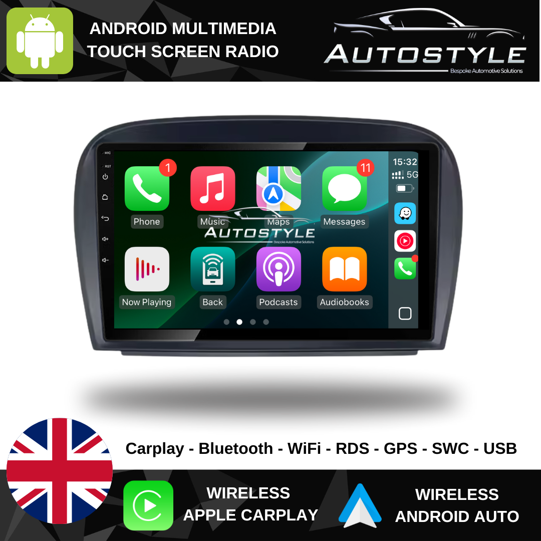 Mercedes-Benz SL Class R230 Apple Carplay / Android Auto 9" Stereo Upgrade