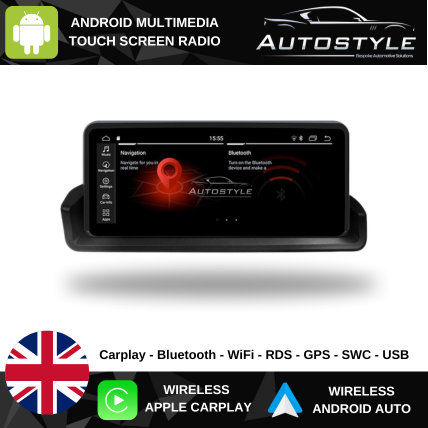 BMW 3 Series E90/E91/E92/E93 (2005-2012) Apple CarPlay Android Auto 10.25" Touch Screen