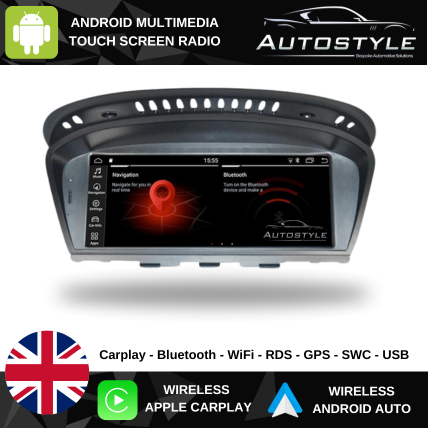 BMW 5 Series E60/E61 (2004-2010) CCC Apple CarPlay Android Auto 10.25" Touch Screen