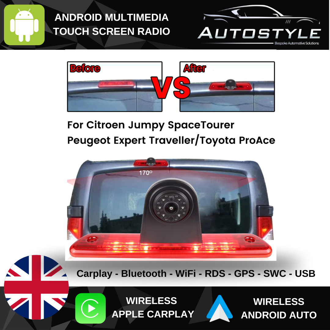 Fiat Scudo Citroen Jumpy Peugeot Expert Toyota Proace SpaceTourer AHD 1080P Brake Light Rear View Camera 2006-2016