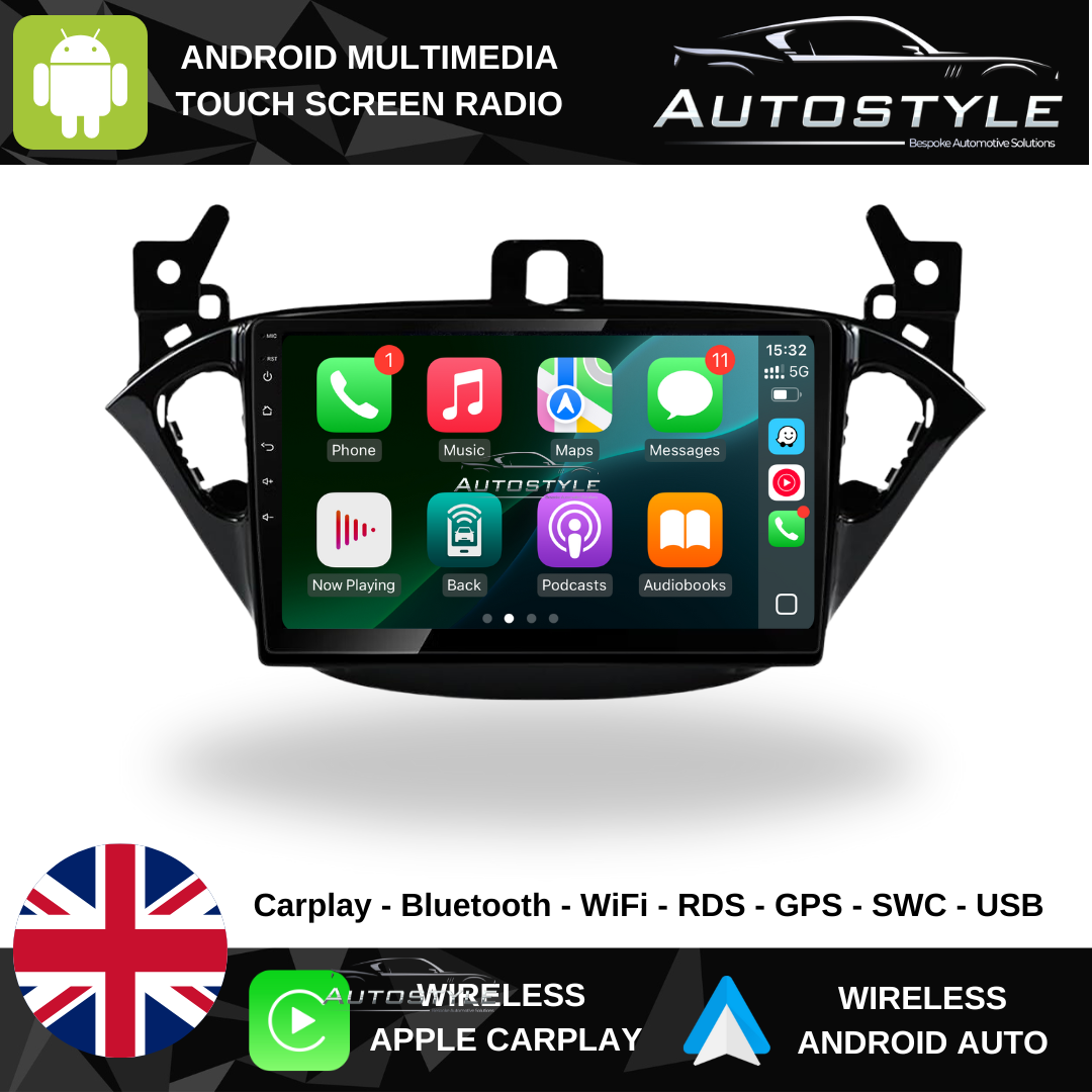 Vauxhall Corsa Apple Carplay / Android Auto 9" Stereo Upgrade 2014-2019
