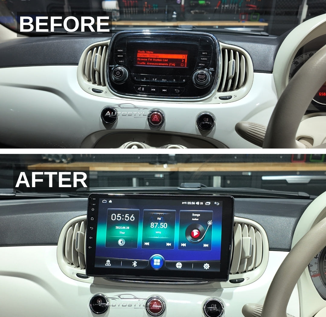 Fiat 500 Apple Carplay / Android Auto 9" Stereo Upgrade 2015+