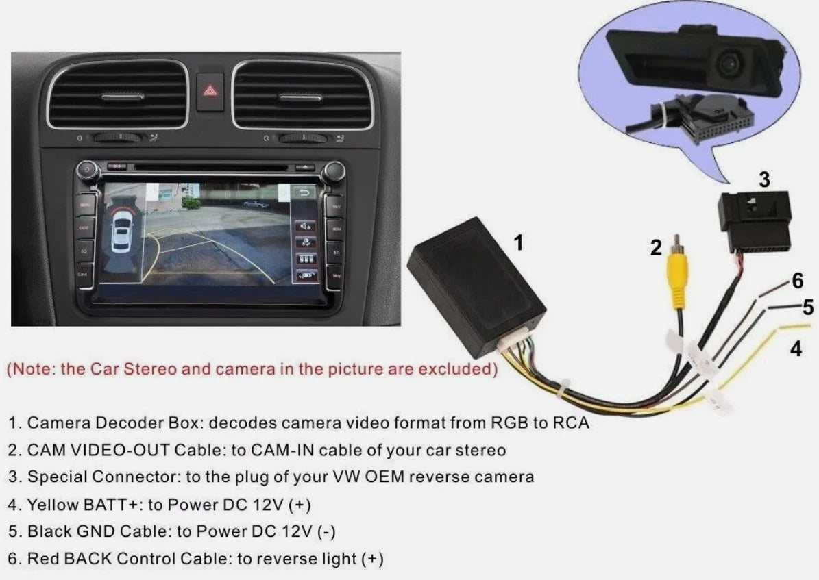 26 PIN RGB to CVBS (RCA) AV Signal Converter Adapter For VW Original Rear-view Camera