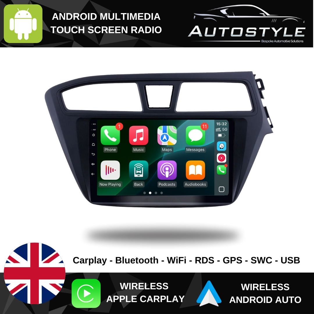 Hyundai i20 Apple Carplay / Android Auto 9" Stereo Upgrade 2014-2018