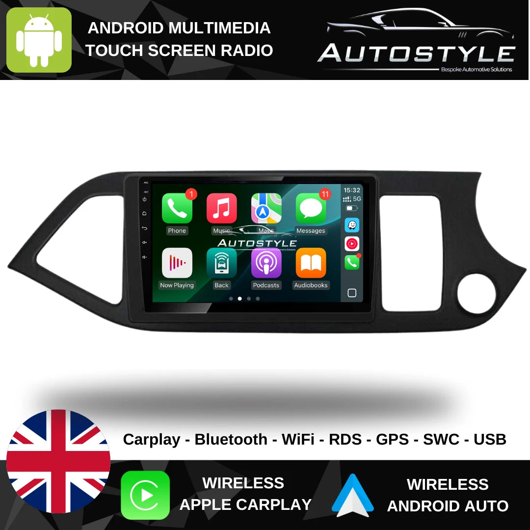 Kia Picanto Apple Carplay / Android Auto 9" Stereo Upgrade 2011-2017