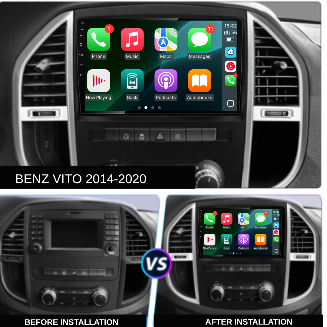 Mercedes-Benz A Class, B Class, Sprinter, Vito, Viano, Crafter Apple Carplay / Android Auto 10" Stereo Upgrade