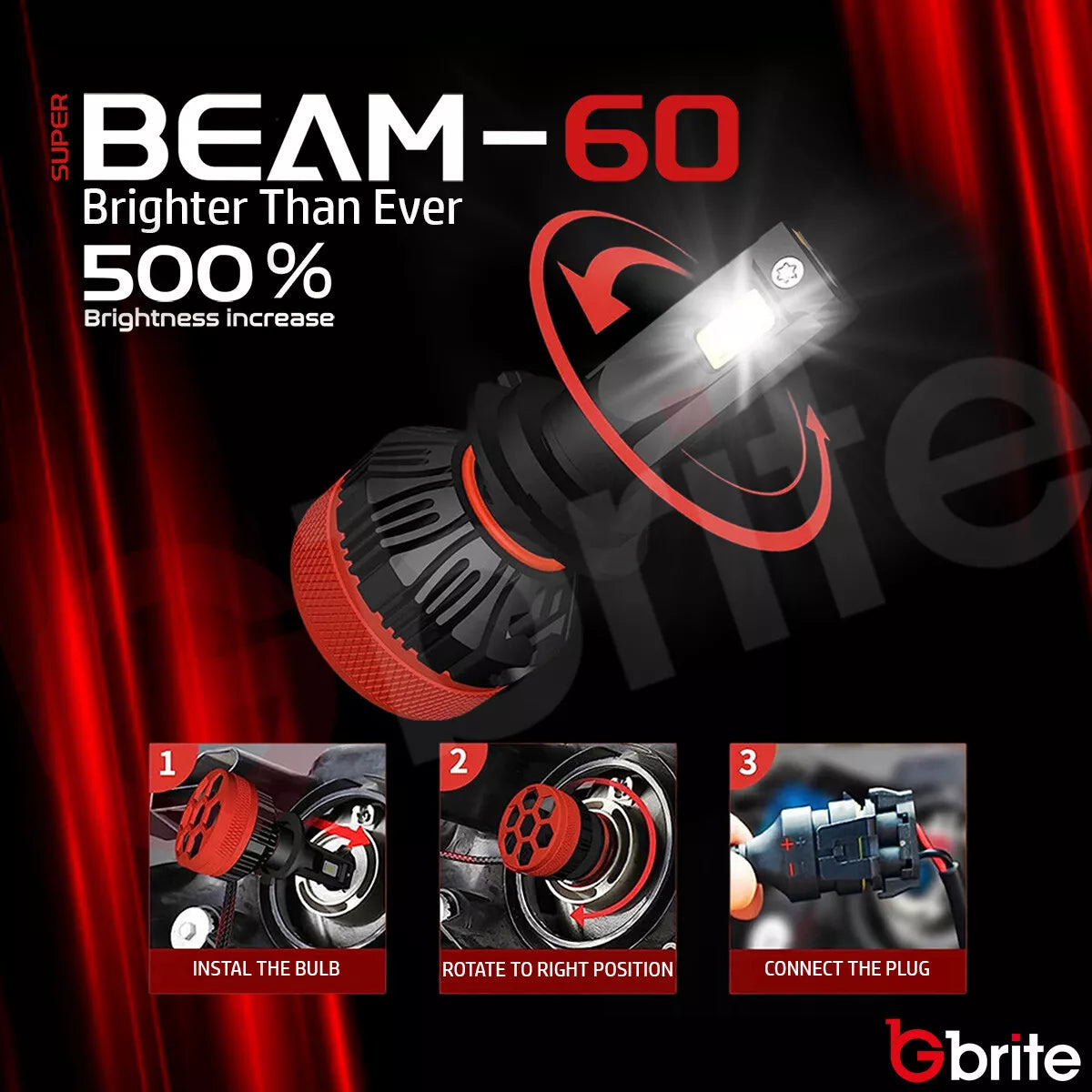 uper Beam 60 Canbus Error Free 120W 12000LM, Led Headlight 6000K Super Bright Bulbs with Advance Cooling Fan