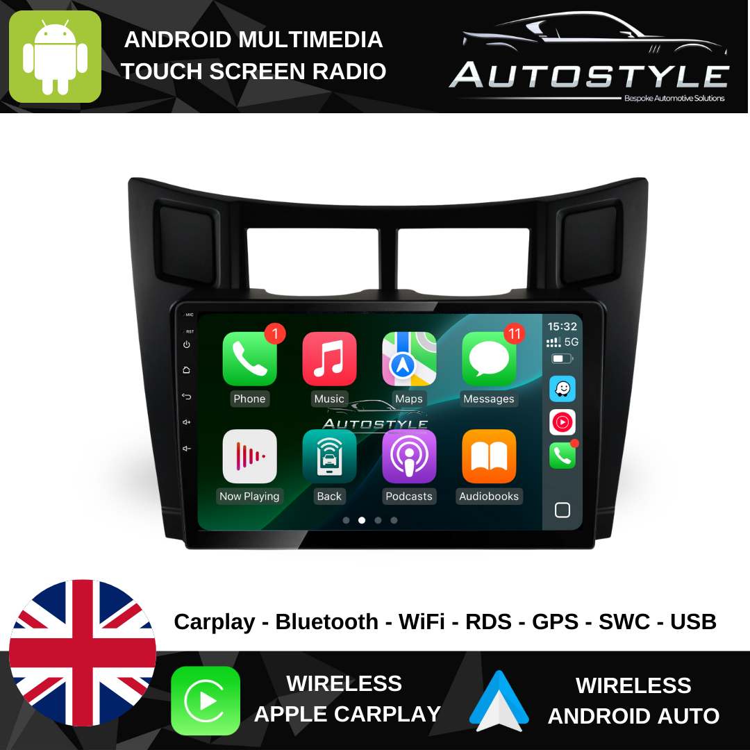 Toyota Yaris Apple Carplay / Android Auto 9" Stereo Upgrade (2005-2012)