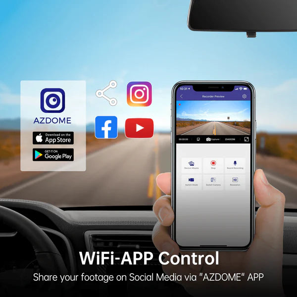 AZDOME M300 1CH Dash Cam 1296P with Voice Control 24H Parking Mode No Card