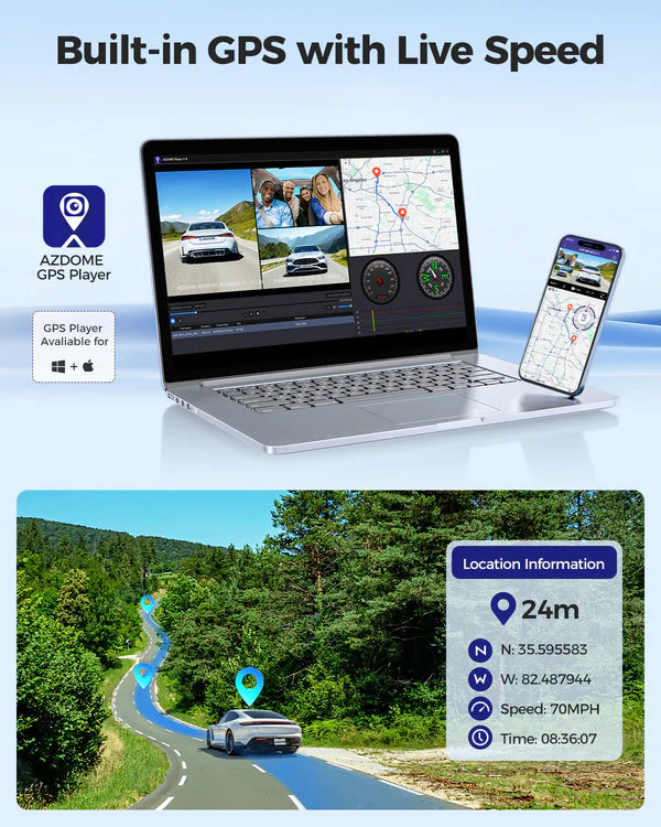 AZDOME M550 Pro 3CH Dash Cam 4K with 5G WiFi, 3.19" Screen IR Night Vision 24H Parking Mode