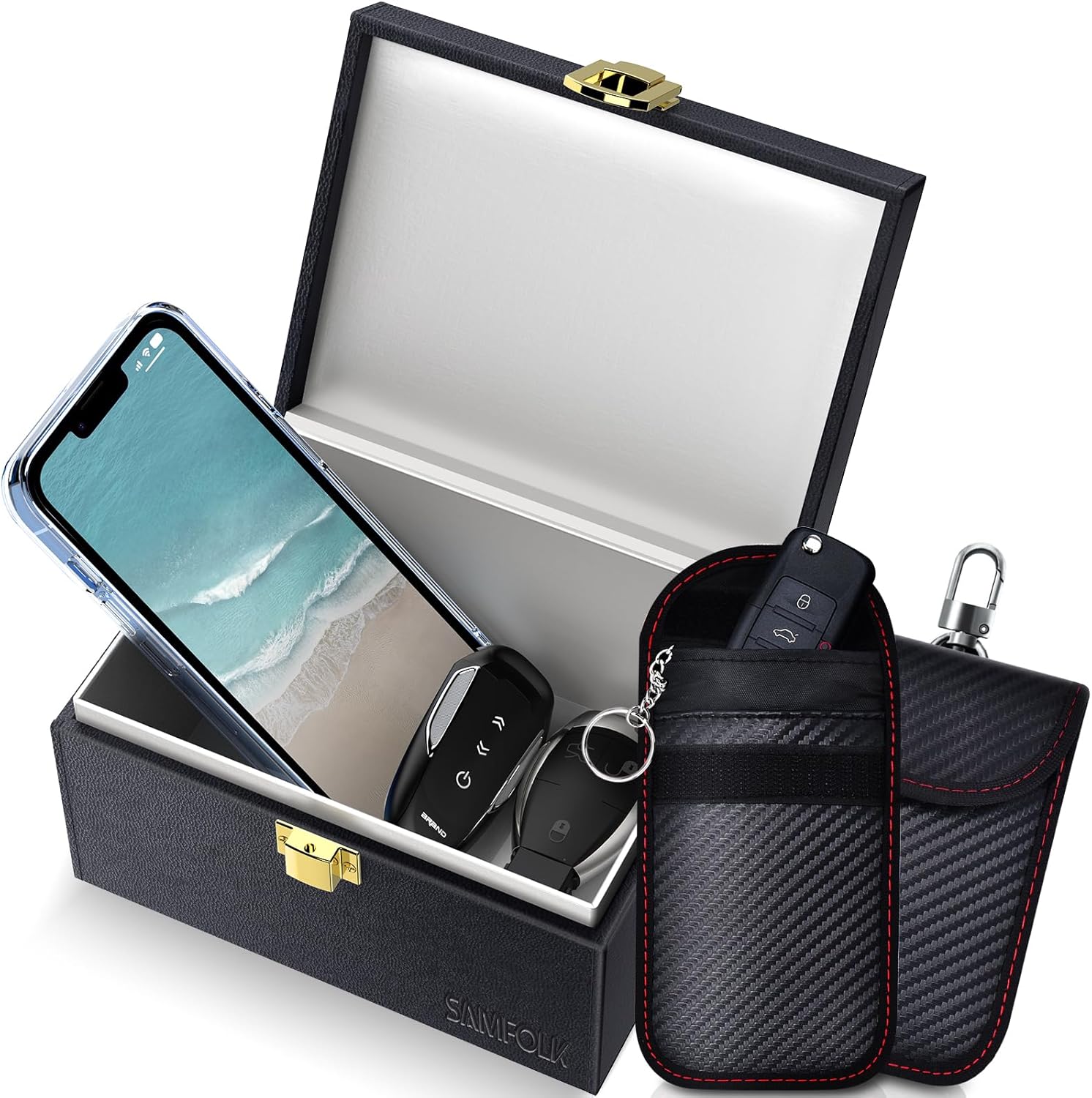 Faraday Key Box x 2 Key Pouches