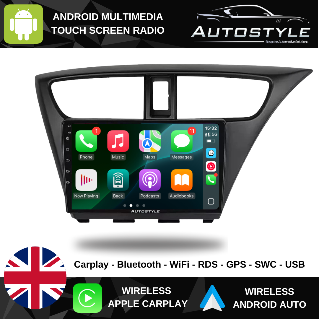 Honda Civic 9 FK Apple Carplay / Android Auto 09" Stereo Upgrade 2011-2017