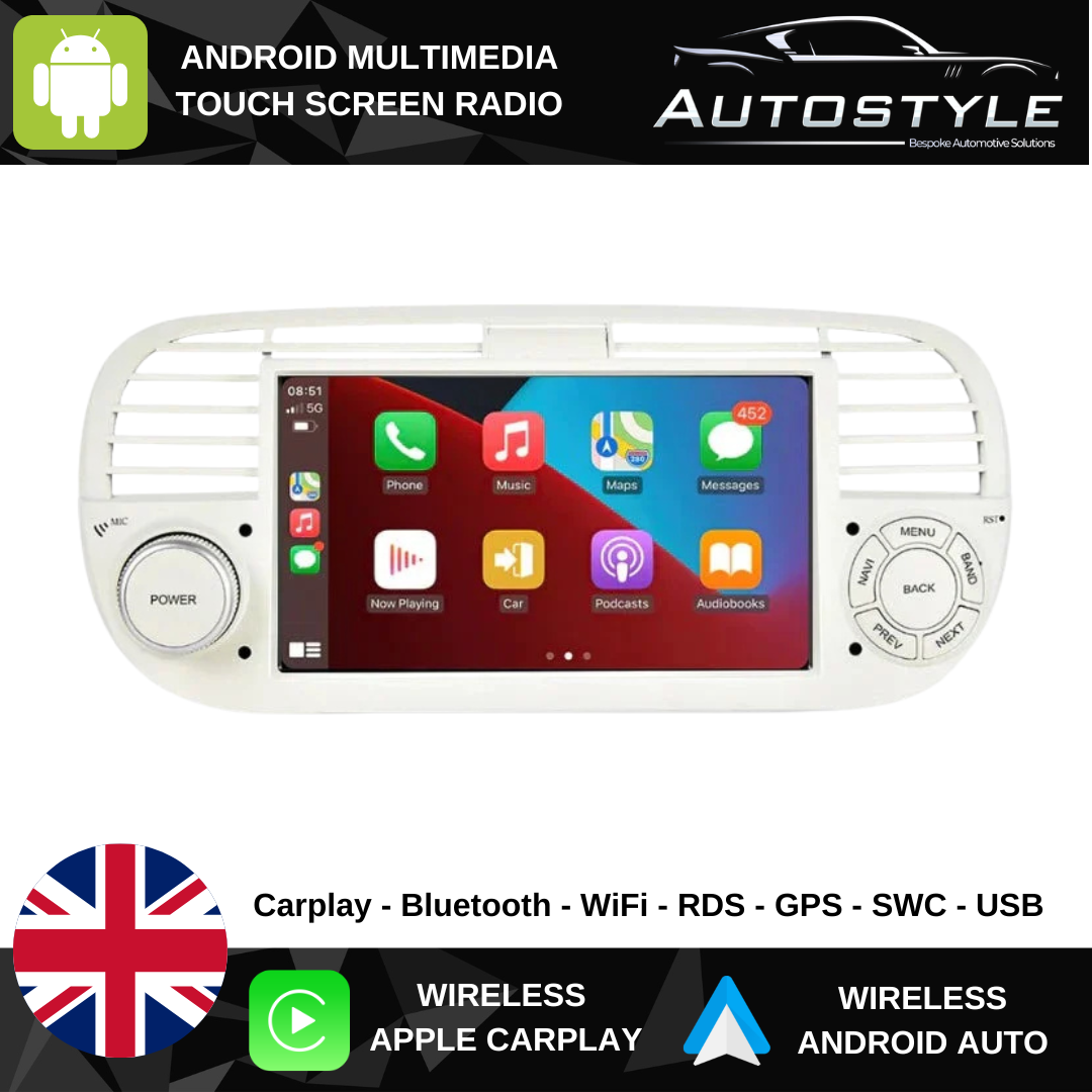 Fiat 500 / Abarth Apple Carplay / Android Auto 7" Stereo Upgrade 2010-15