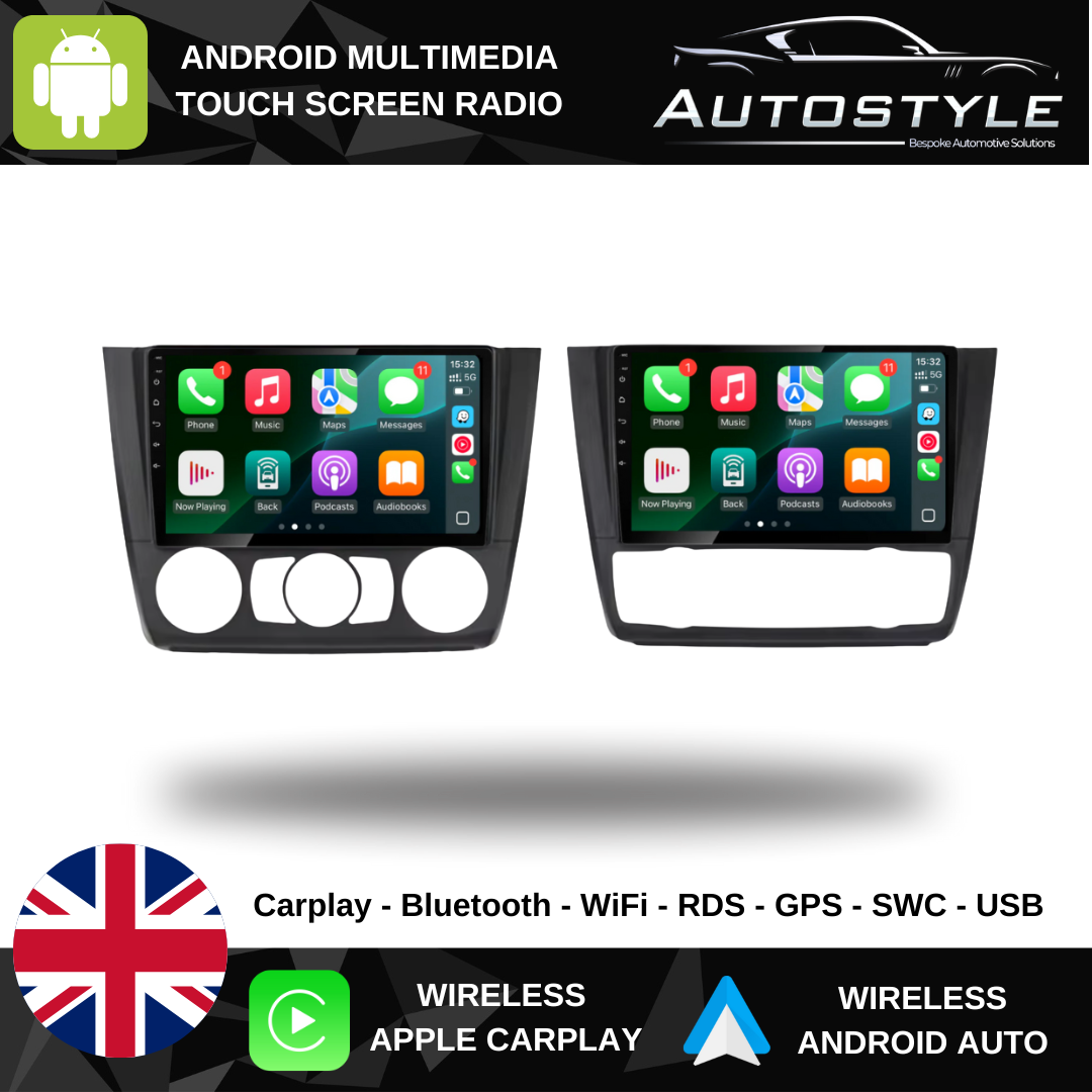 BMW 1 Series E81 E82 E87 E88 Apple Carplay / Android Auto 9" Stereo Upgrade (2004-2011)