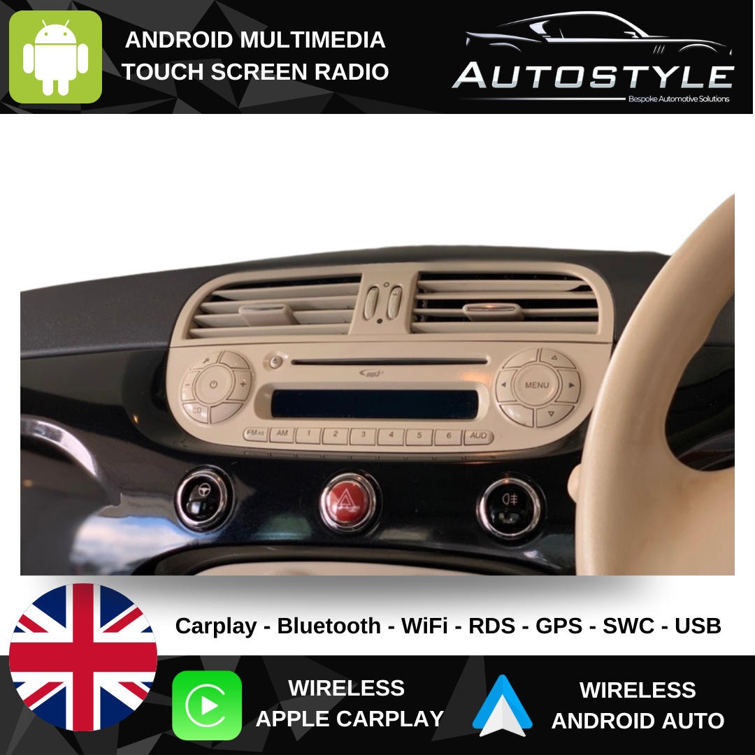 Fiat 500 Apple Carplay / Android Auto 9" Stereo Upgrade 2010-15