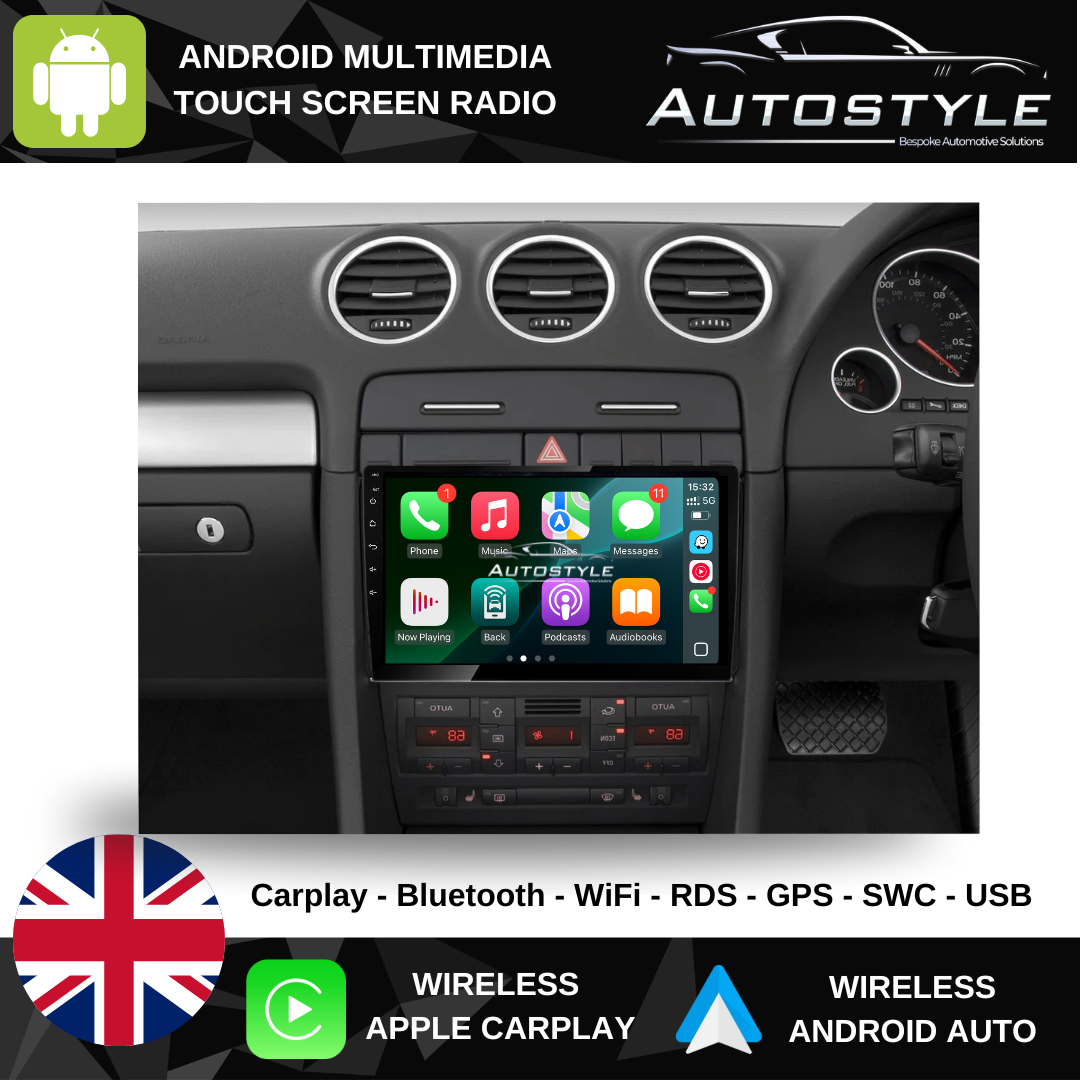 Audi A4 / Seat Exeo  Apple Carplay / Android Auto 9" Stereo Upgrade (2002-12)