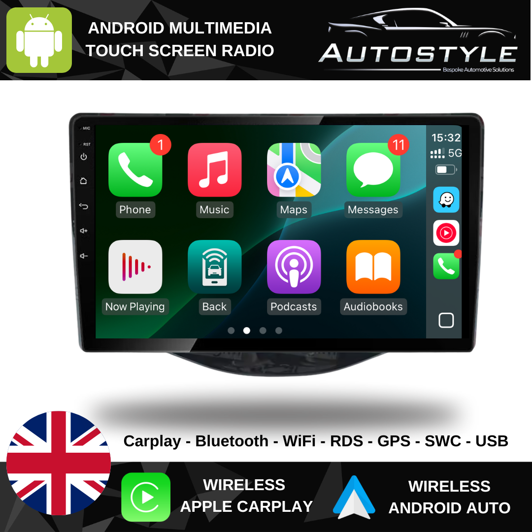 Citroen C1 Peugeot 108 Toyota Aygo Apple Carplay / Android Auto 10" Stereo Upgrade (2014-21)