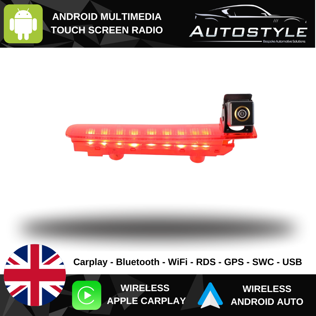 VW Transporter T5 T6 Van 1080P 170° Fisheye Lens LED Brake Light Reverse Camera