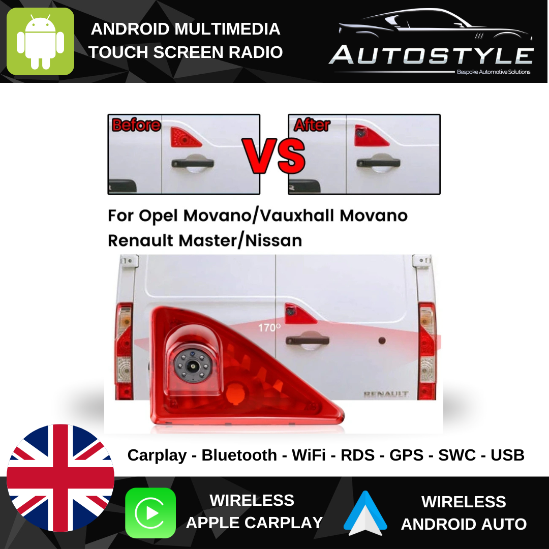 Renault Master Nissan NV400 Opel Vauxhall Movano Van 1080P Brake Light Reverse Camera For 2010-2016