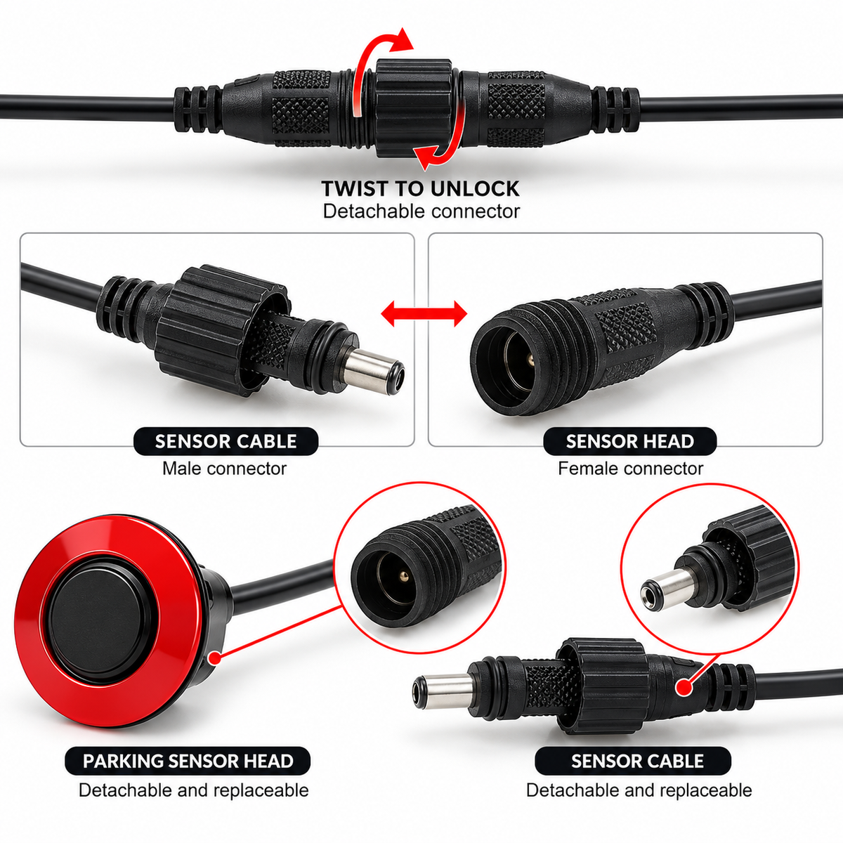 Flush-Fit Front Parking Sensor Kit – 4 Sensor System with Manual PDC Switch
