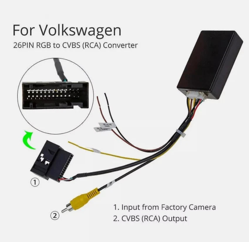 26 PIN RGB to CVBS (RCA) AV Signal Converter Adapter For VW Original Rear-view Camera