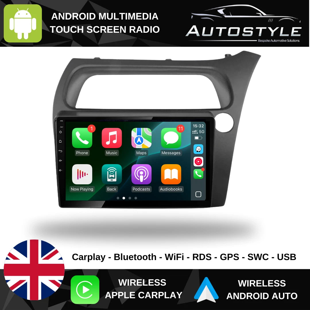 Honda Civic 8 FK Apple Carplay / Android Auto 09" Stereo Upgrade 2005-11