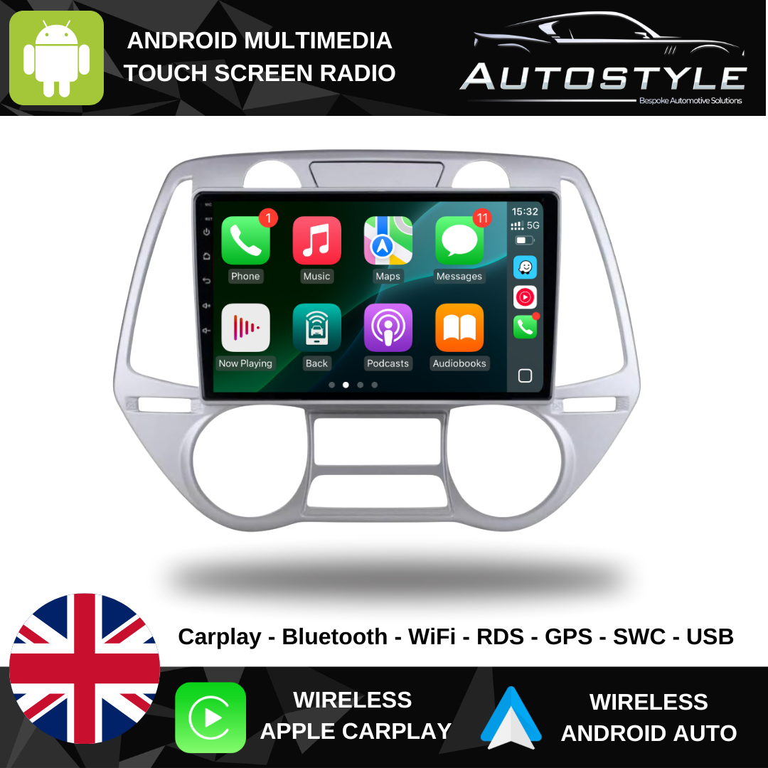 Hyundai i20 Apple Carplay / Android Auto 9" Stereo Upgrade 2008-2013)