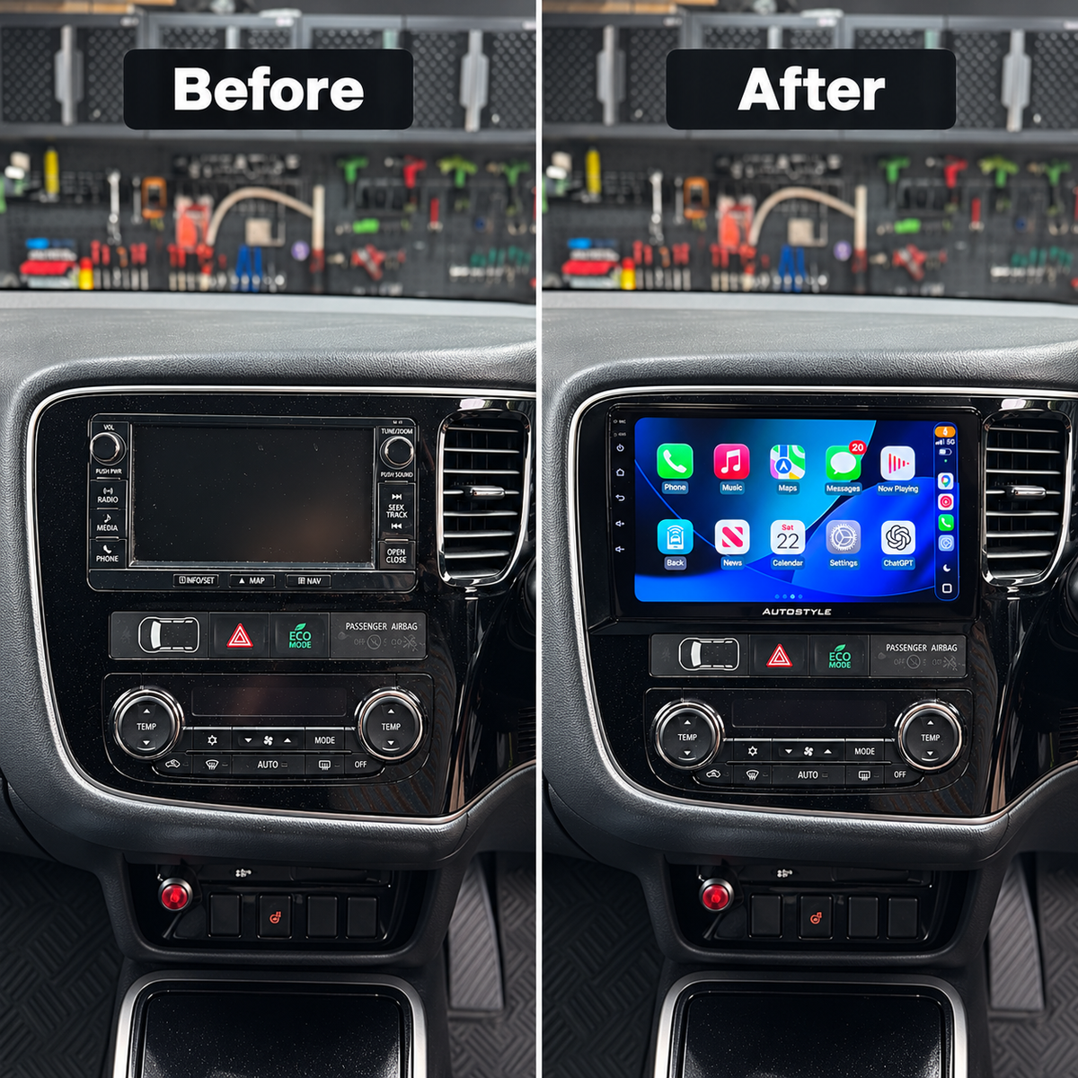 Mitsubishi Outlander Apple Carplay / Android Auto 9" Stereo Upgrade 2012-21