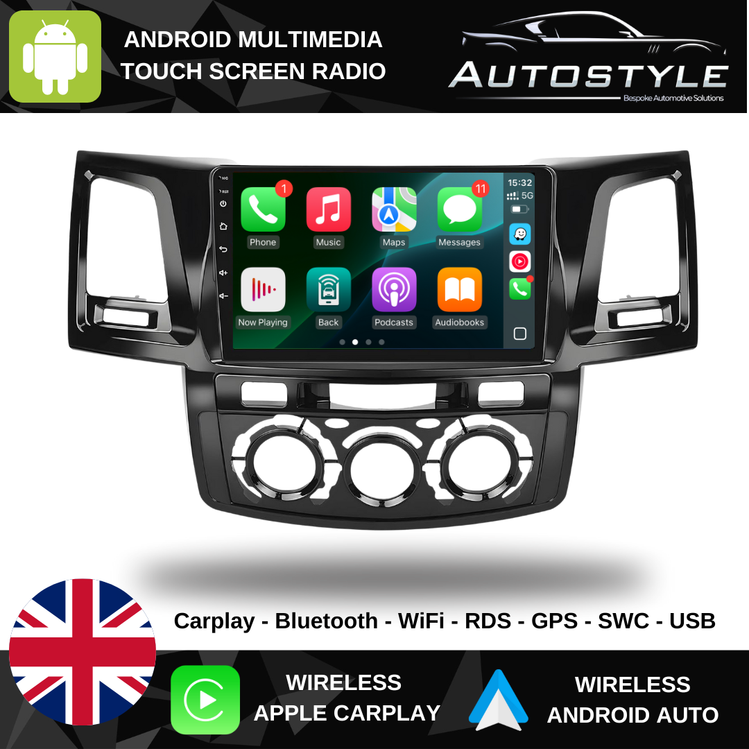 Toyota Hilux SW4 Apple Carplay / Android Auto 9" Stereo Upgrade 2005-16