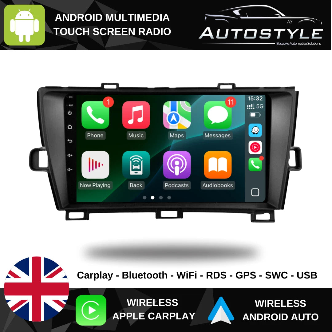 Toyota Prius XW30 Apple Carplay / Android Auto 9" Stereo Upgrade (2009 -2015)