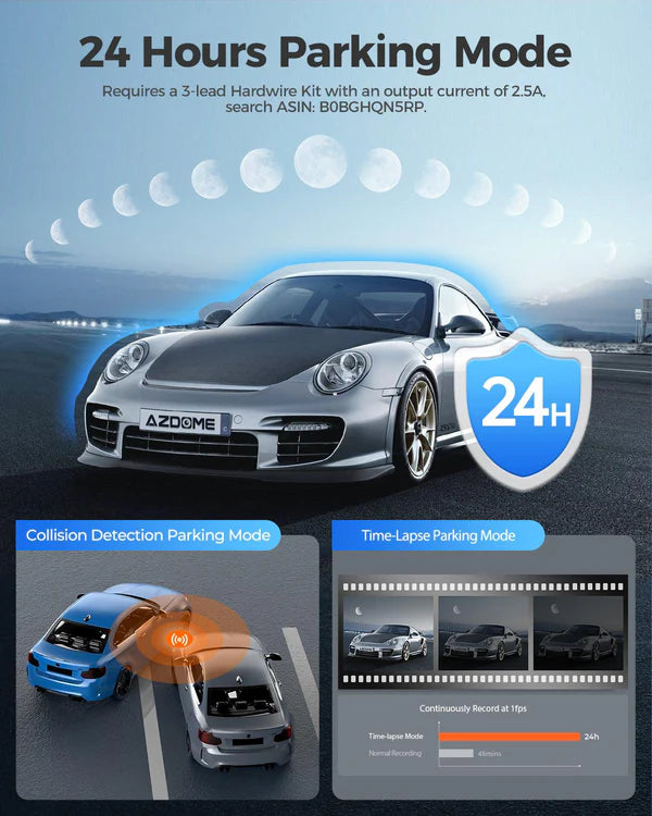 AZDOME M300S 2CH Dash Cam 4K with 5.8G WiFi GPS Voice Control WDR Night Vision 24H Parking Mode