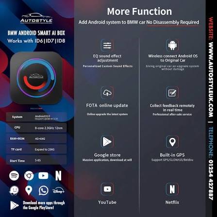 BMW ID6/ID7/ID8 Android Smart AI Box for cars with OEM Apple CarPlay