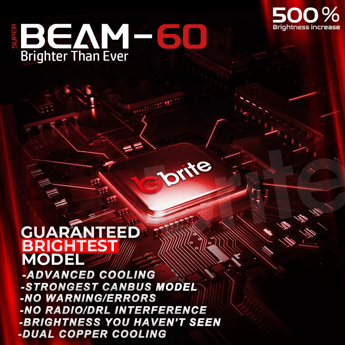 uper Beam 60 Canbus Error Free 120W 12000LM, Led Headlight 6000K Super Bright Bulbs with Advance Cooling Fan