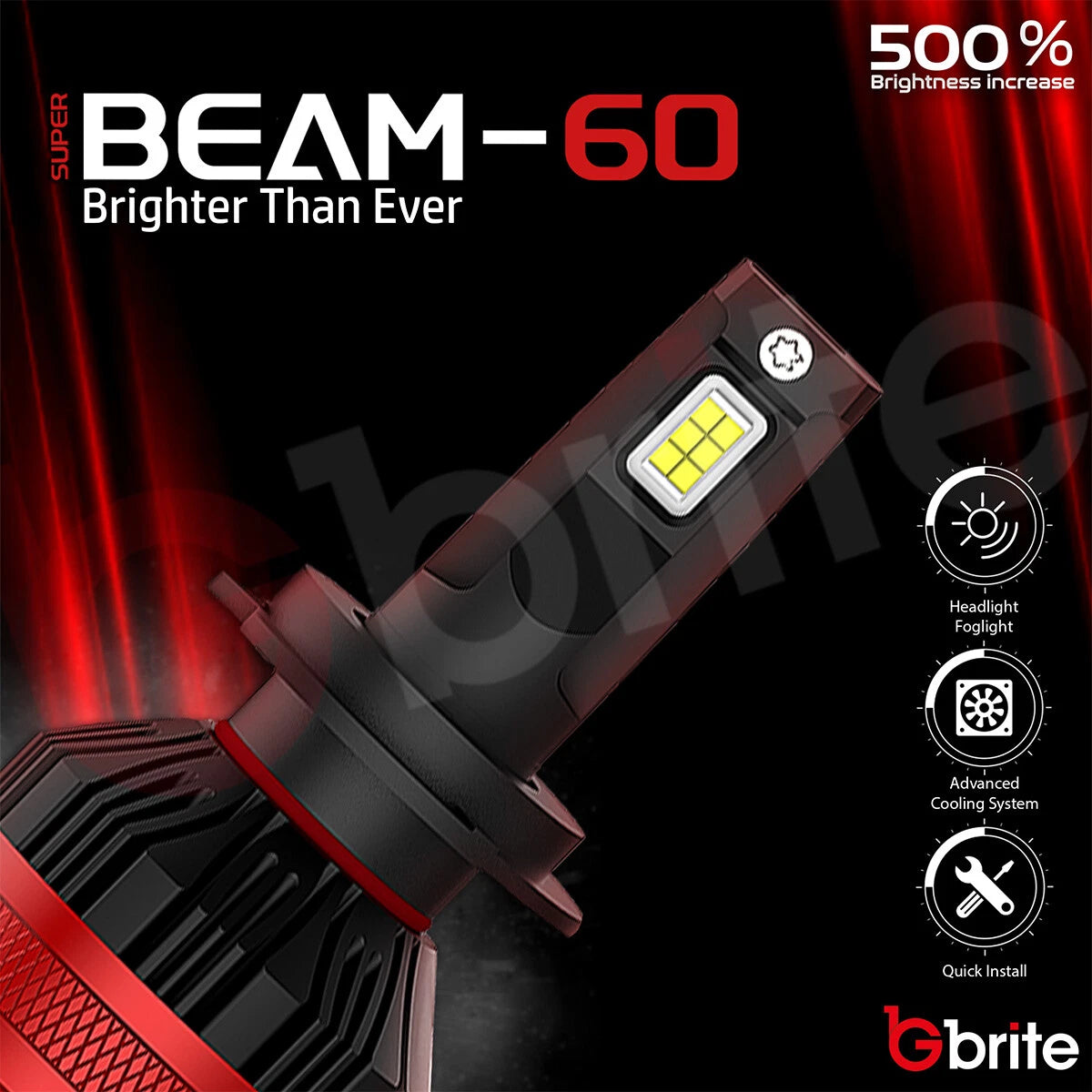 uper Beam 60 Canbus Error Free 120W 12000LM, Led Headlight 6000K Super Bright Bulbs with Advance Cooling Fan